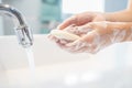 Hygiene,Hands of child girl rubbing her hands,washing frequently with an antiseptic soap,protection against viruses and bacteria