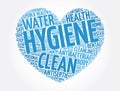 Hygiene Heart Word Cloud Collage, Health Concept Background