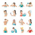 Hygiene Icons Flat Set Royalty Free Stock Photo