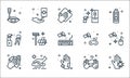 Hygiene line icons. linear set. quality vector line set such as hand wash, hand wash, hand wash, hands, cleaning, keys, console,