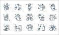 Hygiene line icons. linear set. quality vector line set such as hand wash, wipe, pharmacy, smartphone, door lock, hand wash, trash