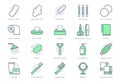 Hygiene line icons. Vector illustration include icon - shower, soap, towel, toilet paper, tissue, sponge, handkerchiefs
