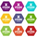 Hygiene morning icons set 9 vector