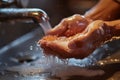 Hygiene routine captured with hands thoroughly washing with soap