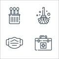 Hygiene routine line icons. linear set. quality vector line set such as first aid kit, medical mask, mop