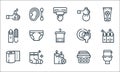 hygiene routine line icons. linear set. quality vector line set such as wc, candles, toilet paper, towel, socks, manicure, washing Royalty Free Stock Photo