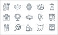 Hygiene routine line icons. linear set. quality vector line set such as window cleaning, candle, manicure, tooth, bacteria, first