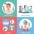 Hygiene Square Compositions Set Royalty Free Stock Photo