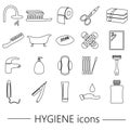 Hygiene theme modern simple black outline icons set eps10 Royalty Free Stock Photo