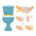 Hygiene after toilette vector illustration, flat design