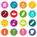 Hygiene tools icons many colors set