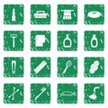 Hygiene tools icons set grunge