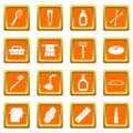 Hygiene tools icons set orange