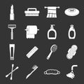 Hygiene tools icons set grey vector