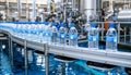 Hygienic factory bottling drinking water in plastic containers for quality assurance