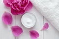 Hygienic herbal cosmetic cream vitamin spa lotion natural organic moisturizer Royalty Free Stock Photo