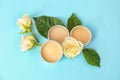 Hygienic lip balms and flowers Royalty Free Stock Photo