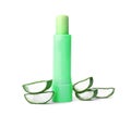 Hygienic lipstick with aloe vera and sliced leaves