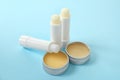 Hygienic lipsticks and balms Royalty Free Stock Photo