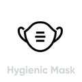 Hygienic Mask Respirator icon. Editable line vector.