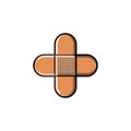 Hygienic medical band-aid for sealing and disinfecting wounds and cuts icon on a white background. Vector illustration