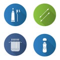 Hygienic products flat design long shadow glyph icons set Royalty Free Stock Photo