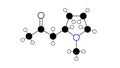 hygrine molecule, structural chemical formula, ball-and-stick model, isolated image pyrrolidine alkaloid