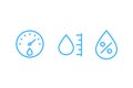 Hygrometer, humidity vector line icons