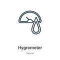 Hygrometer outline vector icon. Thin line black hygrometer icon, flat vector simple element illustration from editable sauna Royalty Free Stock Photo