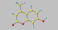 Hymecromone molecular structure isolated on grey