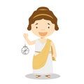 Hypatia of Alexandria cartoon character. Vector Illustration.