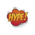 Hype. Badge with isolated abstract cloud icon on white background. Popart vector illustration on white background