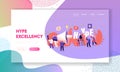 Hype, Social Media Viral or Fake Content Spreading Landing Page Template. Tiny Characters with Huge Letters