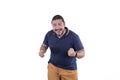 A hyped up man in great elation. Reaction after winning a prize or getting promoted Royalty Free Stock Photo