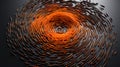 Hyper-Detailed 3D Orange Swirl Fingerprint on Dark Background