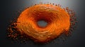 Hyper-Detailed 3D Orange Swirl Fingerprint on Dark Background