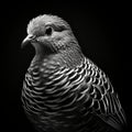 Hyper-detailed Black And White Bird Portrait: A Stunning Pigeoncore Illustration