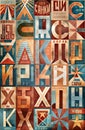 Hyper detailed and creative patterns using letters from different alphabets, AI generated image in poster format Royalty Free Stock Photo