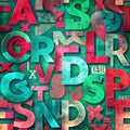Hyper detailed and creative patterns using letters from different alphabets, AI generated image in poster format Royalty Free Stock Photo