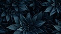 Hyper-detailed Dark Blue Flowers On Black Background