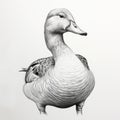 Hyper-detailed Duck Drawing: Realistic Illustration With Precise Line Work