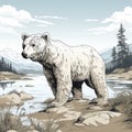 Hyper-detailed Illustration Of A Bear In The Wilderness