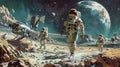 Hyper-Detailed Illustrations of Astronauts Exploring the Cosmic Void