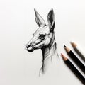 Hyper-detailed Kangaroo Drawing: Minimalistic Portraits & Graphic Illustration