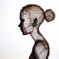 Hyper-detailed Paper Sculpture Of Female Silhouette In Dark Brown Style