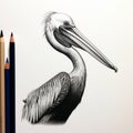 Hyper-detailed Pelican Illustrations: Drawing From Different Angles With Pencils And Charcoal