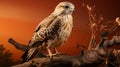 Hyper-detailed Rendering Of A Brown Hawk Perched On A Tree Branch Royalty Free Stock Photo