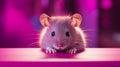 Hyper-detailed Rendering Of A Cute Mouse On A Pink Table