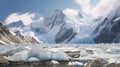 Hyper-detailed Rendering Of Isolated Landscapes With Icebergs, Water, And Mountains