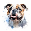 Hyper-detailed Watercolor Bulldog Portrait With Lively Expressions